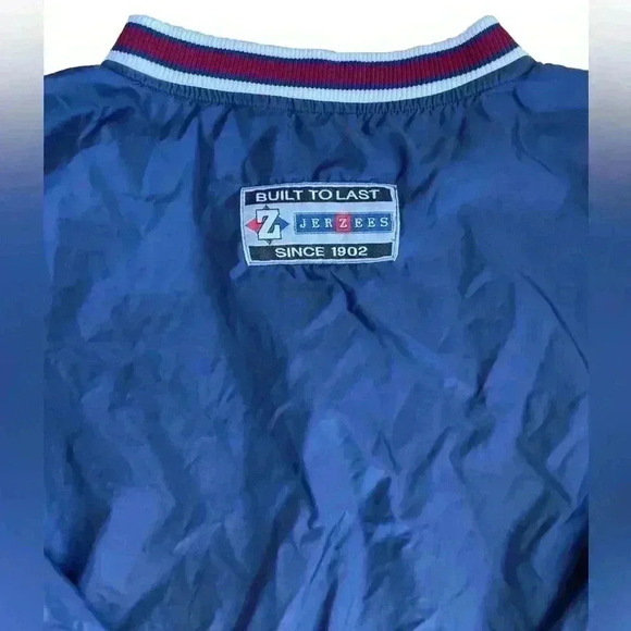 Vintage JERZEES Jacket Mens 2XL Navy Blue Pullover Coach Varsity Jacket 90s - Picture 5 of 10